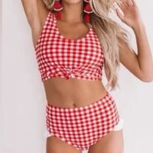 Red Checkered Swimsuit